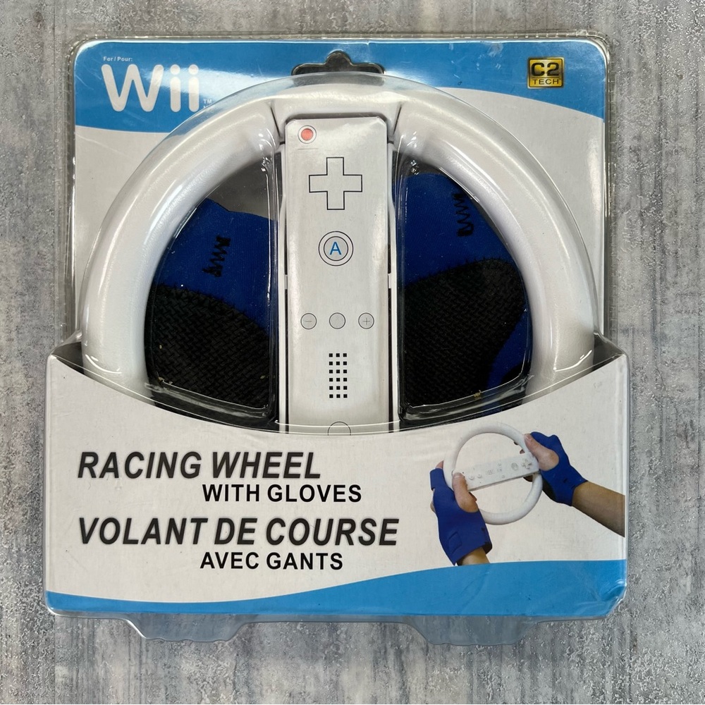 Racing Wheel With Gloves For Nintendo Wii Remote New C2 Tech